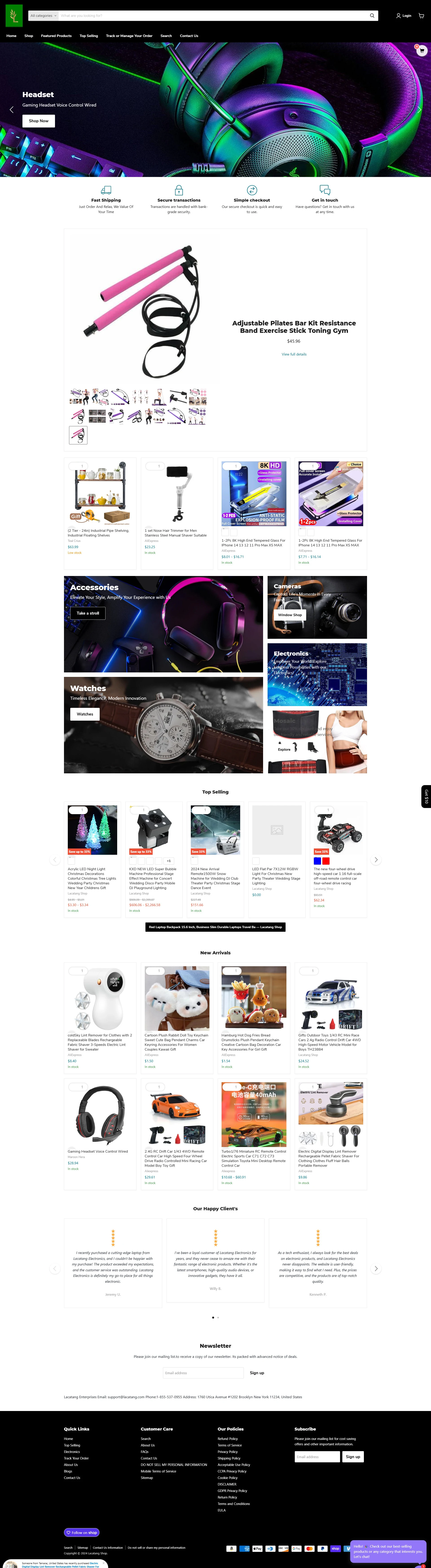 Electronics storefront homepage